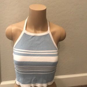 Blue and white Brandy Melville crop top